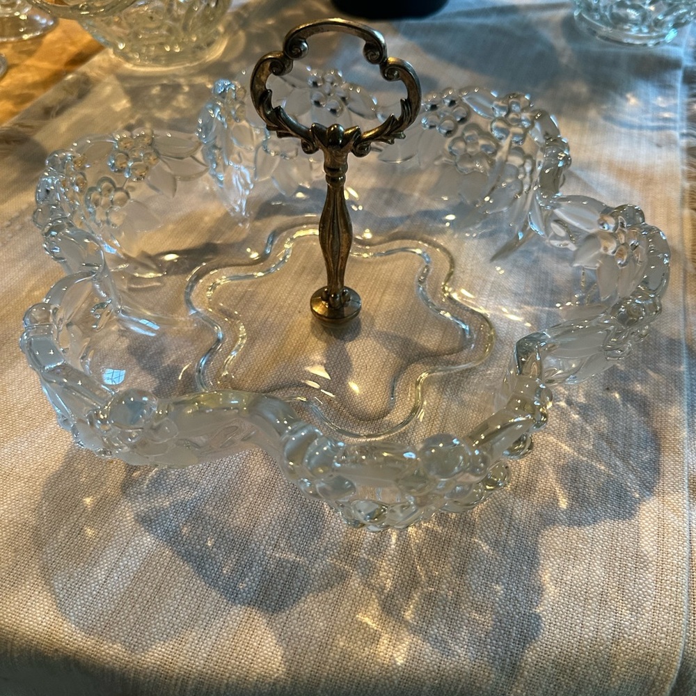 Elegant Glass Serving Tray with Gold Handle
